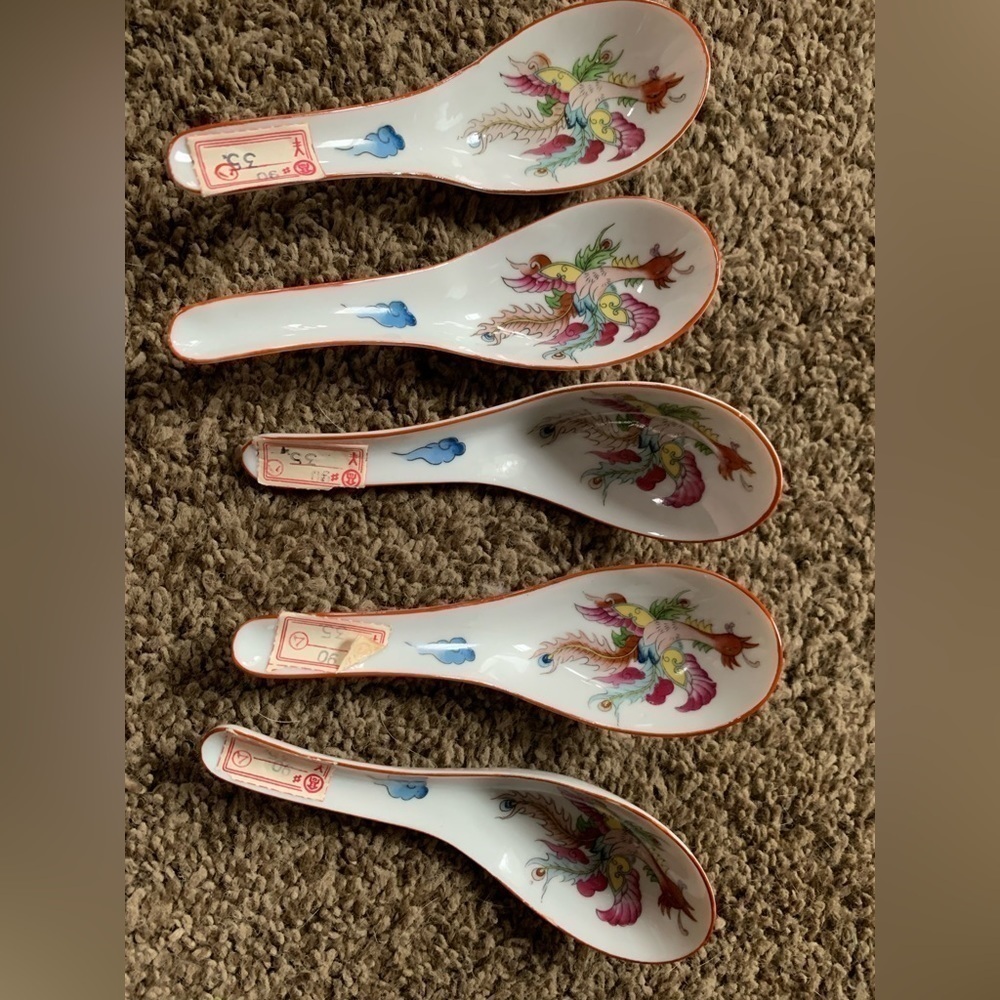 Vintage Chinese Porcelain Spoons (5)